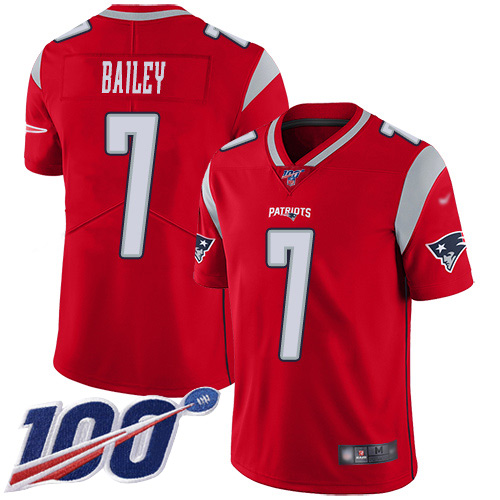 New England Patriots Football #7 100th Season Inverted Legend Limited Red Men Jake Bailey NFL Jersey
